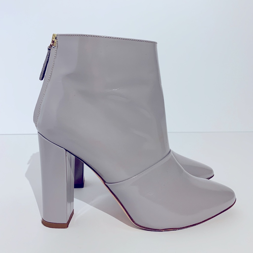 J. Crew stacked heel leather ankle boot